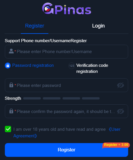 gpinas registration page